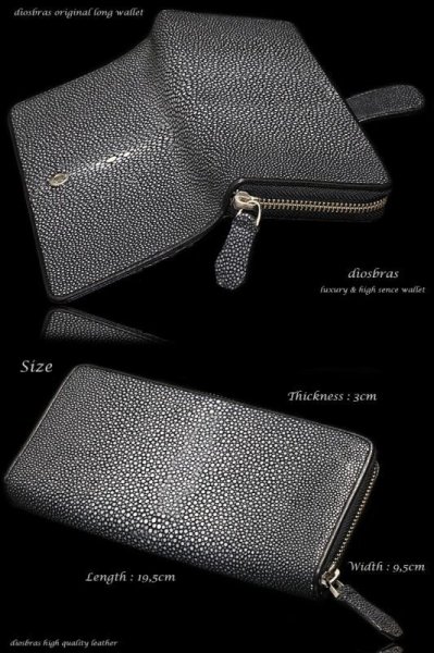 画像6: 【diosbras-ディオブラス-】本革 カットスティングレイ革 エイ革 カットスティングレー ウォレット サメ  ファスナー ラウンド ジッパーZIPPER 大容量 財布 レザーウォレット 鮫 ロングウォレット ウォレット バイカー ヌメ革  長財布 シンプル 長財布 本牛革 wallet【CE】 (6)