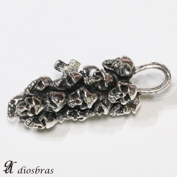 画像4: スカル 骸骨 スカル プレート ペンダント トップ スカル ゴシック シルバー925 (4)