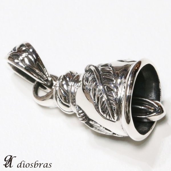 画像2: イーグル フェザー シルバー925 鈴 ベル バイカーベル ペンダント 羽根 ガーディアンベル (2)