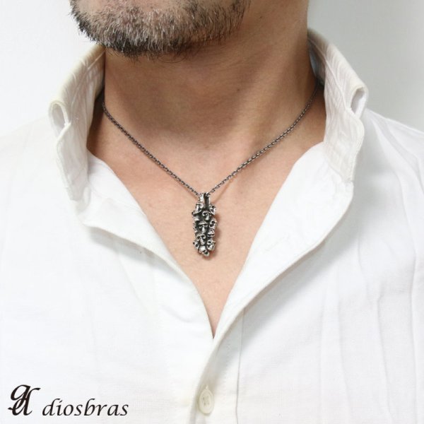 画像2: スカル 骸骨 スカル プレート ペンダント トップ スカル ゴシック シルバー925 (2)