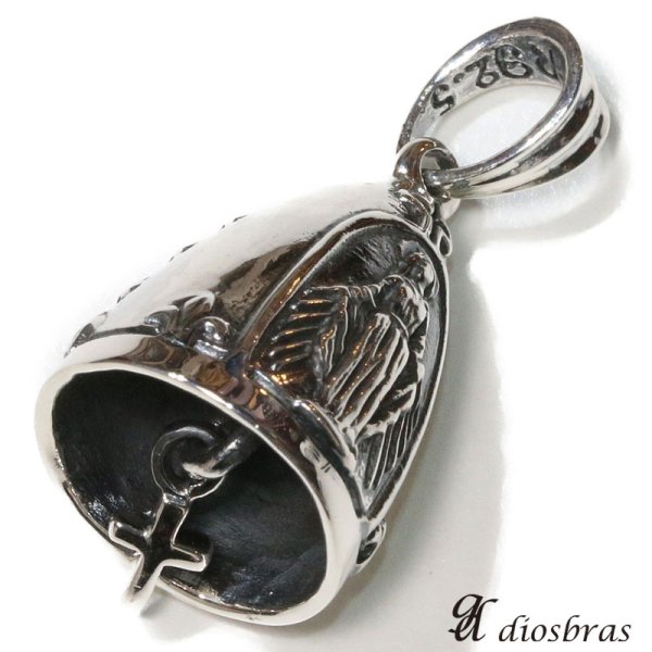 画像2: マリア クロス 十字架 キリスト シルバー925 鈴 ベル バイカーベル ペンダント クロス 十字架 ガーディアンベル ゴシック  [ メンズ | シルバーネックレス | シルバーアクセ | ペンダントトップ | ハード クロス 十字架 (2)