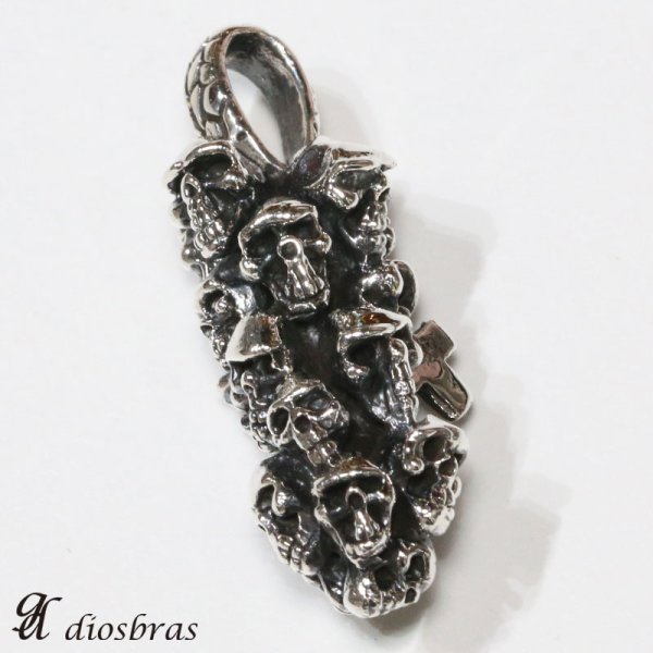 画像3: スカル 骸骨 スカル プレート ペンダント トップ スカル ゴシック シルバー925 (3)