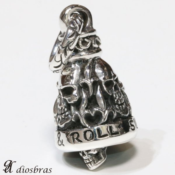 画像5: スカル ドクロ 髑髏 シルバー925 鈴 ベル バイカーベル ペンダント (5)