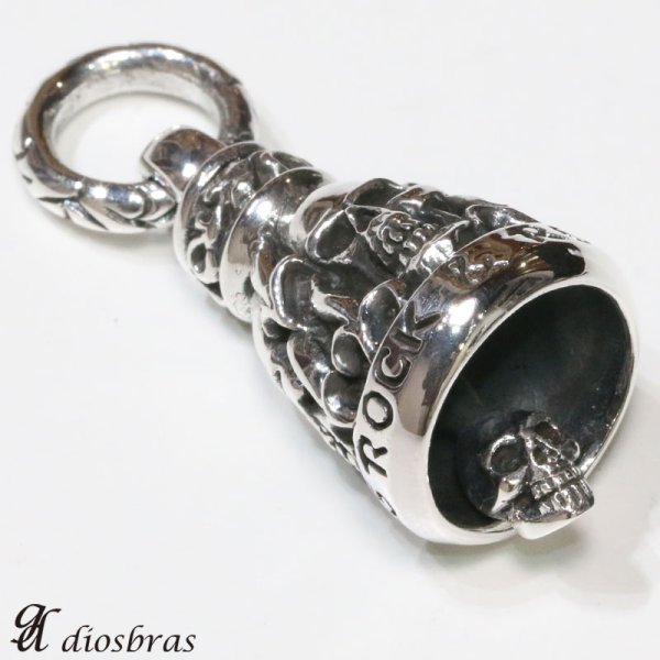 画像2: スカル ドクロ 髑髏 シルバー925 鈴 ベル バイカーベル ペンダント (2)