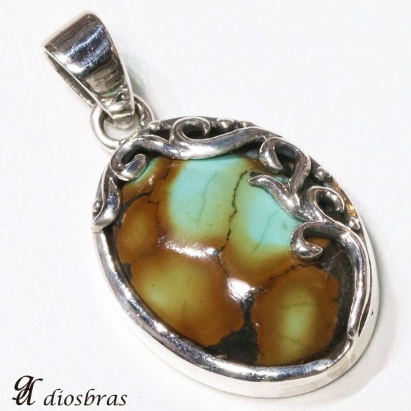 画像4: 【オーバル ペンダント トップ】アラベスク 天然ターコイズ/ネイティブアメリカン インディアンジュエリー鷹・イーグル羽根/シルバー925/フェザーネックレス ネックレス  唐草 メンズ レディース≪メール便なら送料無料!!≫ (4)