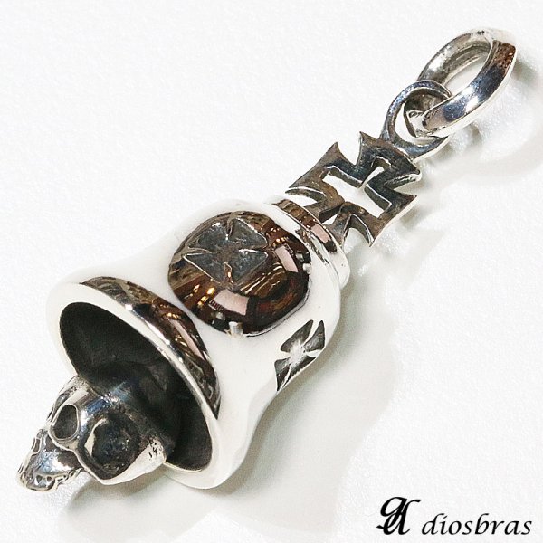 画像3: シルバー925 鈴　ベル　スカル　骸骨　十字架　クロス　バイカーベル 　ドクロ　ペンダント ガーディアンベル (3)