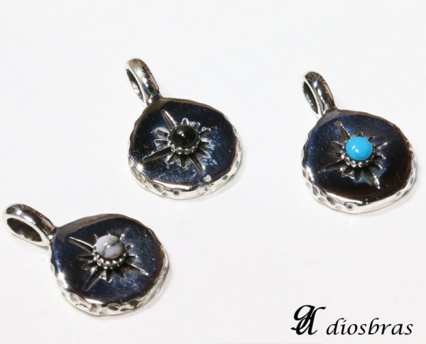 画像8: シルバー925【 ターコイズ オニキス ホワイトターコイズ トップ】フェザーネックレス 太陽神 (8)