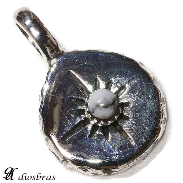 画像5: シルバー925【 ターコイズ オニキス ホワイトターコイズ トップ】フェザーネックレス 太陽神 (5)