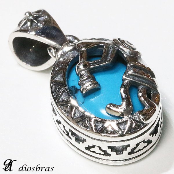 画像7: 【オーバル ペンダント トップ】存在感のある神聖なココペリ オニキス ターコイズ/ ネイティブアメリカン (7)