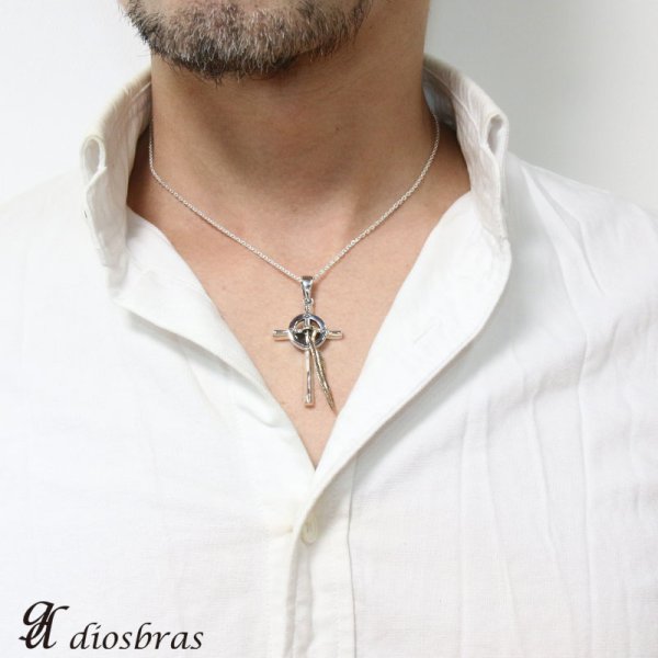 画像2: クロス チェーン 十字架 ペンダント トップ ネイティブアメリカン インディアン フェザー 羽 羽根 ホイール シルバー925ペンダント/ペンダント トップ シルバー 925/ネックレス/ ネックレス メンズ レディース【メール便限定送料無料!!】 (2)