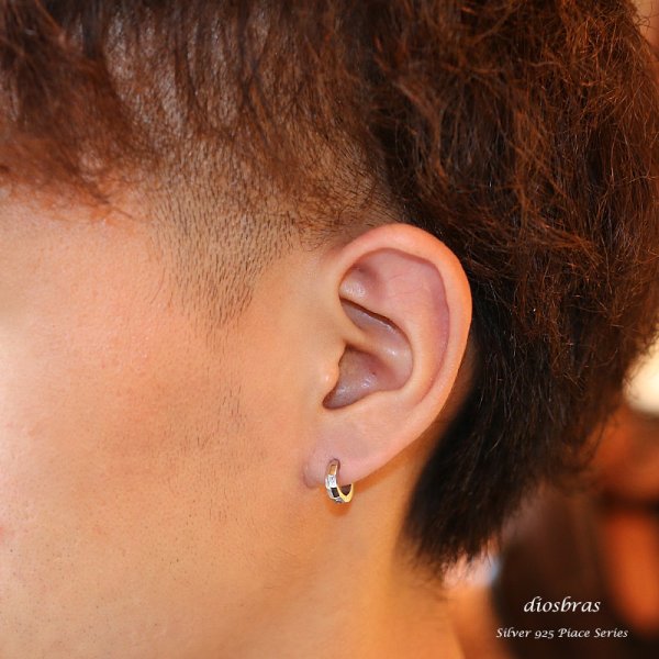 画像3: ステンレス フープピアス 8面カット シルバー 金属アレルギー対応 メタル素材 ゴールド 金 シンプル 小さめ フープ ループ リング 輪っか ピアス アクセサリー メンズ レディース 中折れ式 10mm 光沢 カッティング エッジ ポリッシング 【メール便なら送料無料】 (3)