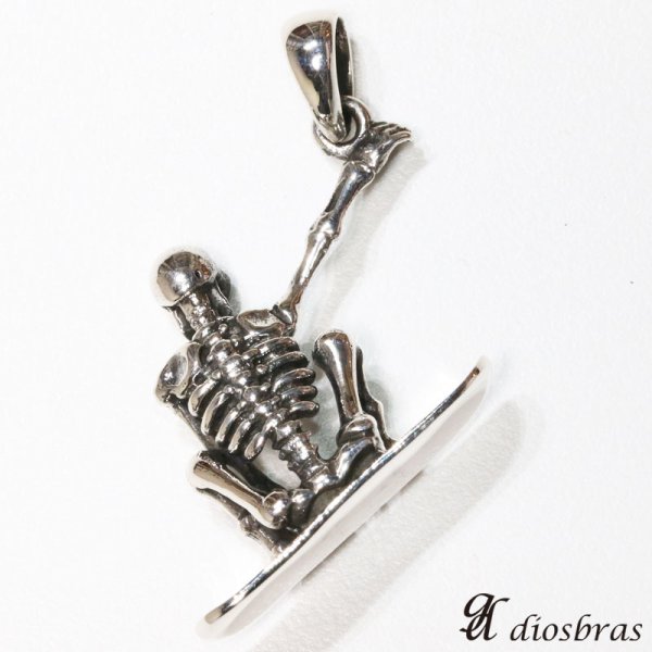 画像3: 【スカル スノーボード ペンダント トップ】スカル 骸骨 スノーボーダー ゴシック シルバー925ペンダント/ペンダント トップ シルバー 925/ネックレス/ ネックレス メンズ レディース【メール便なら送料無料】 (3)