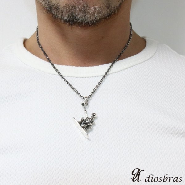 画像2: 【スカル スノーボード ペンダント トップ】スカル 骸骨 スノーボーダー ゴシック シルバー925ペンダント/ペンダント トップ シルバー 925/ネックレス/ ネックレス メンズ レディース【メール便なら送料無料】 (2)