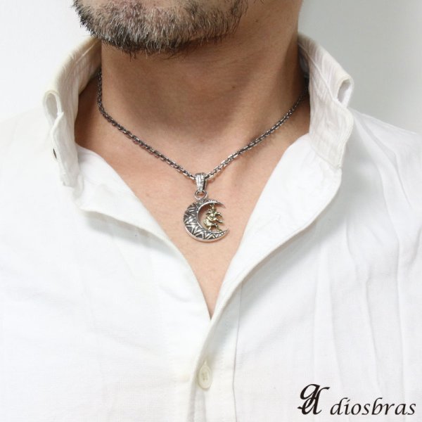 画像2: 【月 ムーン ココペリ ペンダント トップ】存在感のある神聖なココペリ イーグル サンフェイス ネイティブアメリカン インディアンジュエリー鷹・イーグル羽根/シルバー925/フェザーネックレス ネックレス メンズ レディース≪メール便なら送料無料!!≫ (2)