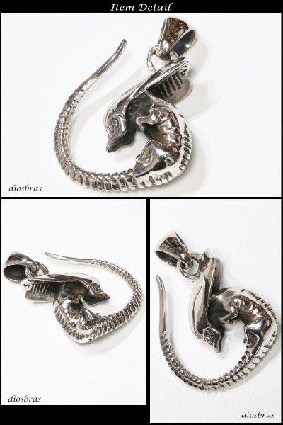 画像2: エイリアン　地球外生命体　シルバー925/ペンダント トップ シルバー 925/ネックレス/ ネックレス  メンズ レディース≪メール便送料無料≫ (2)