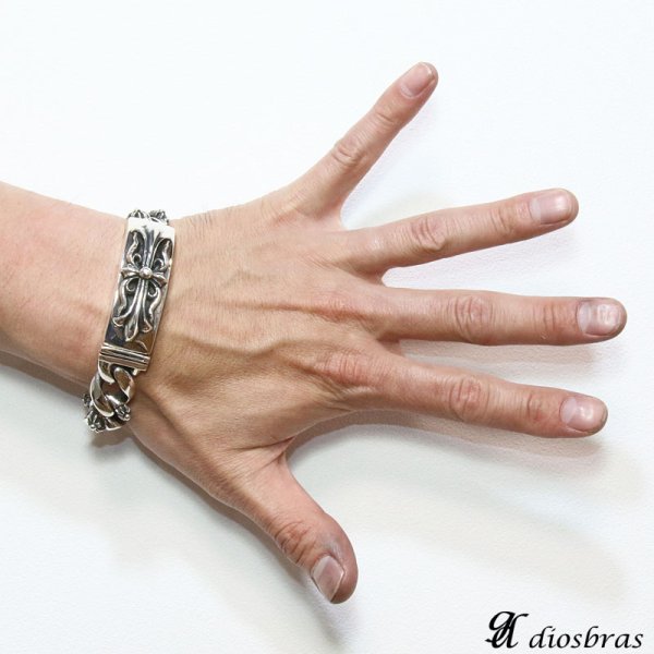 画像3: アラベスク 唐草 十字架 クロス チェーン ブレスレット プレート チェーン シルバーブレスレット シルバーアクセサリー シルバーアクセサリー メンズ シルバーバングル ブレスレット バングル シルバー925 メンズアクセサリー プレゼント 人気 送料無料 (3)