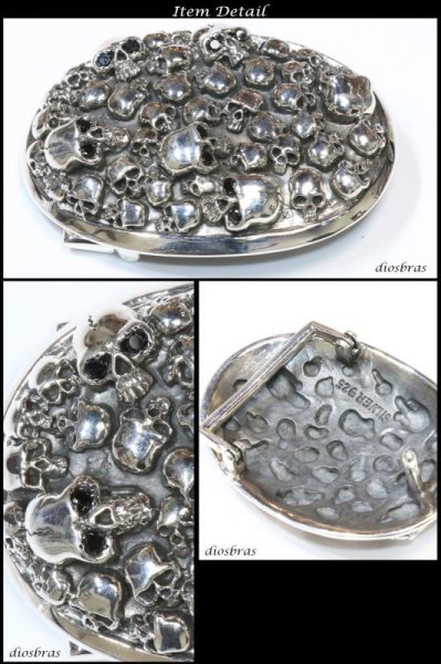 画像3: 【シルバーバックル】【シルバーアクセサリー】スカル　ドクロ　骸骨　ボーン　ブラックジルコニア　バックル　シルバーアクセサリー メンズ シルバー　バックル シルバー925 メンズアクセサリー プレゼントに人気 送料無料【diosbras-ディオブラス-】 (3)