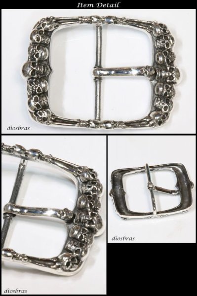 画像2: 【シルバーバックル】【シルバーアクセサリー】スカル ドクロ 骸骨 ボーン ブラックジルコニア バックル シルバーアクセサリー メンズ シルバー バックル シルバー925 メンズアクセサリー プレゼントに人気 送料無料【diosbras-ディオブラス-】 (2)