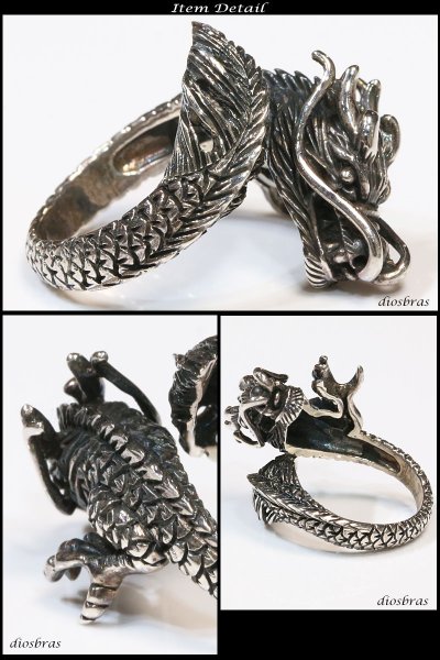 画像2: 【シルバー925】指輪 リング / ドラゴン 龍 竜/シルバー/ゴシック シルバーアクセサリー メンズ シルバーリング シルバー925 メンズアクセサリー 大きいサイズ フリーサイズ【メール便なら全国送料無料】 (2)