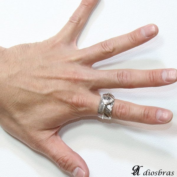 画像3: 【シルバー925】イーグル フェザー 指輪 リング / インディアンジュエリー/シルバー/羽/ネイティブ系 イーグル フェザーリング  シルバーアクセサリー メンズ シルバーリング シルバー925 メンズアクセサリー 大きいサイズ 真鍮製　フリーサイズ【メール便なら全国送料無料】 (3)