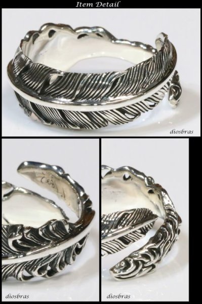 画像3: 【シルバー925】イーグル フェザー 指輪 リング / インディアンジュエリー/シルバー/羽/ネイティブ系 イーグル フェザーリング  シルバーアクセサリー メンズ シルバーリング シルバー925 メンズアクセサリー アラベスク　フリーサイズ【メール便なら全国送料無料】 (3)