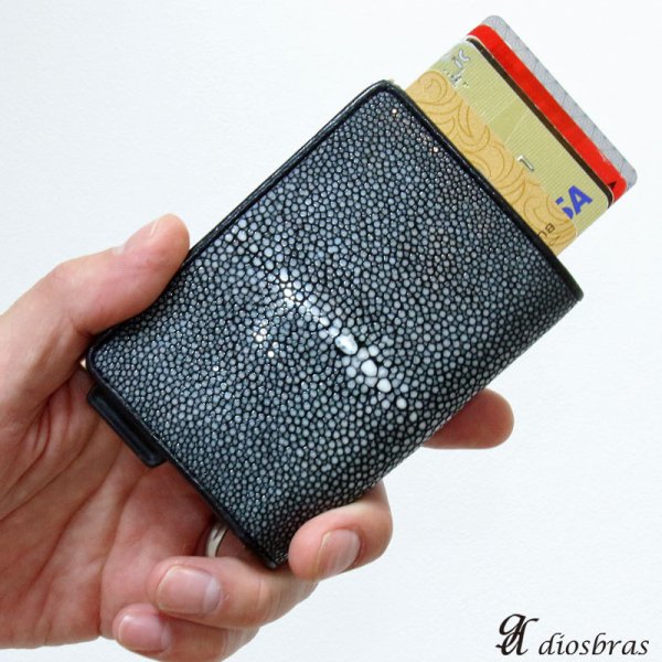画像10: カードケース スライド スティングレイ スティングレー ガルーシャ 財布 ウォレット 二つ折り財布 アルミニウム カードケース スキミング防止 磁気 薄型 スリム RFID カードホルダー スライド式 マネークリップ メンズ レディース キャッシュレス ミニマリスト エイ革 (10)