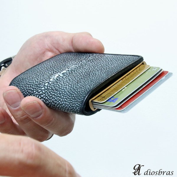 画像8: カードケース スライド スティングレイ スティングレー ガルーシャ 財布 ウォレット 二つ折り財布 アルミニウム カードケース スキミング防止 磁気 薄型 スリム RFID カードホルダー スライド式 マネークリップ メンズ レディース キャッシュレス ミニマリスト エイ革 (8)