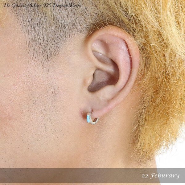 画像10: フープピアス リング  スクエアカット オニキス ターコイズ トルコ石 中折れ式フープピアス  リングピアス ユニセックス メンズ レディース 男女兼用 シルバー925 ピアス メンズ イヤリング アクセサリー【フープ】◇片方ピアス ジュエリーブランド (10)