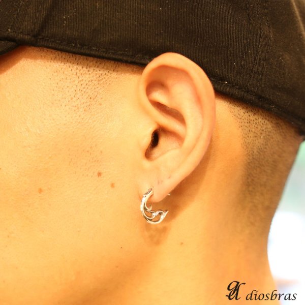 画像3: フープピアス フェザー アラベスク ゴシック ピアス  リング ピアスリ リング シルバー925 ピアス メンズ レディース 激安ピアス イヤリング アクセサリー【フープ】本物シルバー925◇片方ピアス メンズ レディース (3)