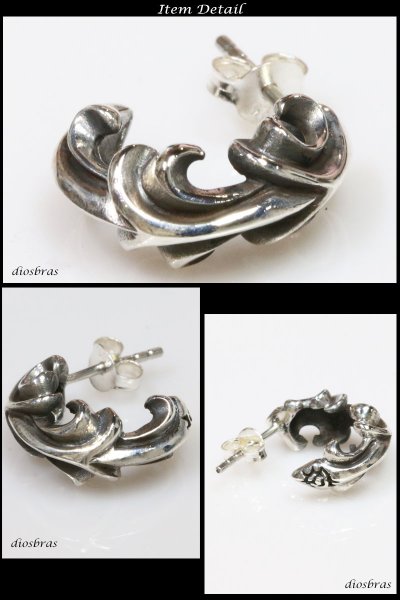 画像2: フープピアス フェザー アラベスク ゴシック ピアス  リング ピアスリ リング シルバー925 ピアス メンズ レディース 激安ピアス イヤリング アクセサリー【フープ】本物シルバー925◇片方ピアス メンズ レディース (2)