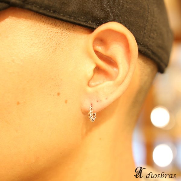 画像3: フープピアス ねじり 編み込み リング シルバー925 ピアス メンズ レディース 激安ピアス イヤリング アクセサリー【フープ】本物シルバー925◇片方ピアス メンズ レディース 4本編み 12mm (3)