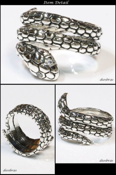 画像3: 【シルバーリング】【スネーク　リング】【シルバーアクセサリー】ジルコニア　3連　リング　蛇　ヘビ　シルバーアクセサリー メンズ シルバーリング 指輪 シルバー925 メンズアクセサリー 大きいサイズ フリーサイズ【メール便なら全国送料無料】 (3)