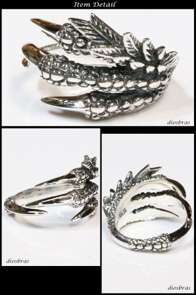 画像3: 【シルバーリング】【ドラゴン リング】【シルバーアクセサリー】クロウ 爪 リング 龍 竜 シルバーアクセサリー メンズ シルバーリング 指輪 シルバー925 メンズアクセサリー 大きいサイズ フリーサイズ【メール便なら全国送料無料】 (3)