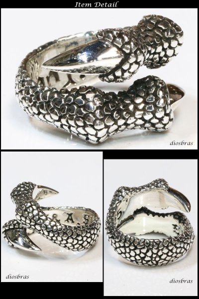 画像3: 【シルバーリング】【ドラゴン リング】【シルバーアクセサリー】クロウ 爪 リング 龍 竜 シルバーアクセサリー メンズ シルバーリング 指輪 シルバー925 メンズアクセサリー 大きいサイズ フリーサイズ【メール便なら全国送料無料】 (3)