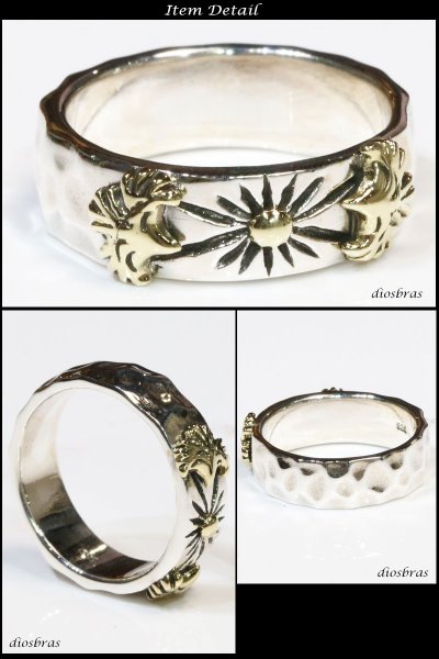 画像3: 【リング】【シルバー925】ゴールド　金　イーグル　フェザー 太陽神　サンマーク　指輪 リング / インディアンジュエリー/シルバー/羽/ネイティブ系 フェザーリング  シルバーアクセサリー メンズ シルバーリング 指輪 メンズアクセサリー【メール便なら全国送料無料】 (3)