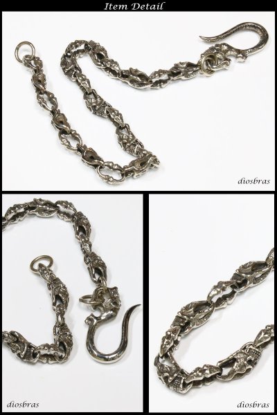 画像4: 【シルバーウォレットチェーン】【シルバーアクセサリー】スカル ドクロ 髑髏 骸骨 シルバーアクセサリー メンズ ウォレットチェーン ピューター製 真鍮 メンズアクセサリー アラベスク プレゼントに人気 送料無料【diosbras-ディオブラス-】 (4)