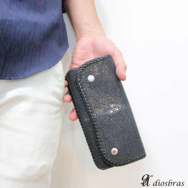 画像6: メンズ長財布 レザーウォレット 本革 スティングレイ エイ革 シンプルウォレット メンズ長財布  ホールド 革財布 皮財布 ロングウォレット 本物 天然皮革 ハンドメイド ウォレット お財布 紳士財布 プレゼント サイフ 牛革 ガルーシャ (6)