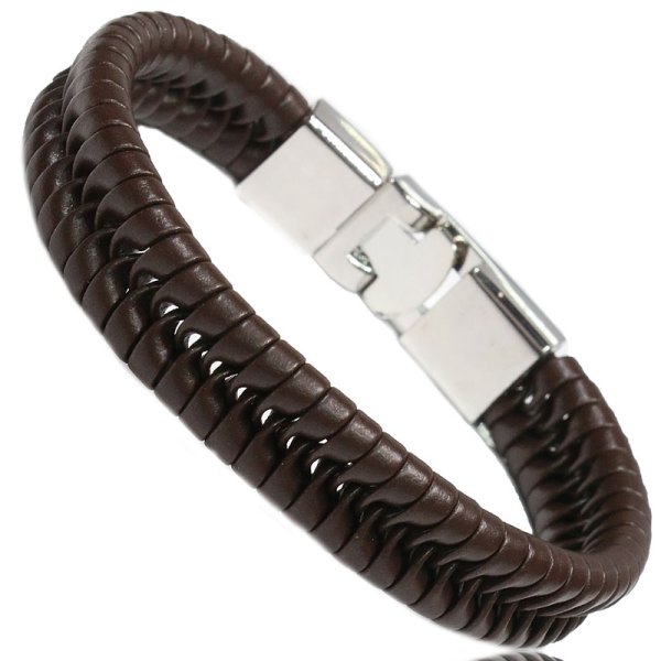 画像7: ブレスレット メンズ レザー ブレス 【 メール便送料無料 】 選べる♪全8色 本革 革 バングル レザーブレスレット レザーブレス アメカジ系 サロン系 キレカジ系 に♪　編み込み　フック　ネイティブ　インディアン (7)