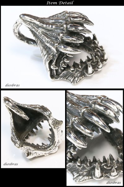 画像2: エイリアン 地球外生命体 シルバー925/ペンダント トップ  牙 歯 爪 クロウ シルバー 925/ネックレス/ ネックレス  メンズ レディース≪メール便送料無料≫ (2)