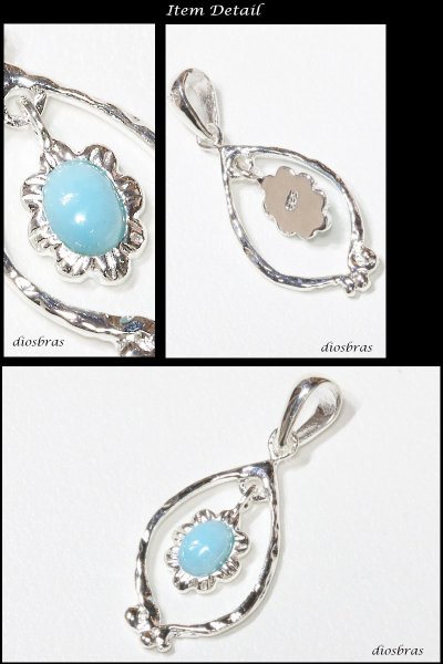 画像2: ラリマー ペンダントドミニカ産 【オーバル ペンダント トップ】雫型 しずく ドロップ型 存在感のあるラリマーペンダント ナバホ パワーストーン インディアンジュエリー鷹・イーグル羽根/シルバー925/フェザーネックレス ネックレス メンズ レディース ぶらさがり (2)