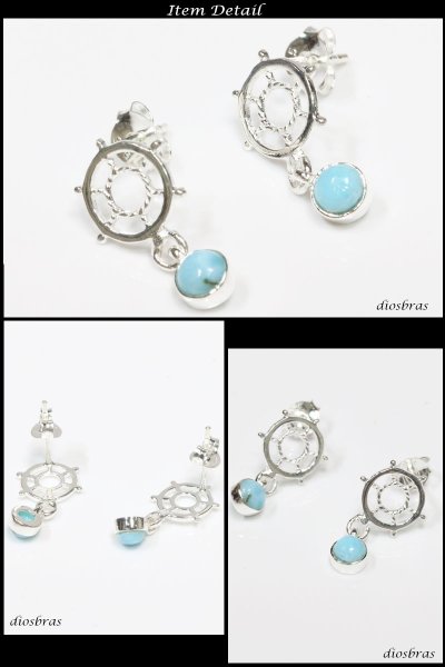 画像2: 【メンズ レディース ピアス】【シルバーアクセサリー】【シルバーピアス】●1ペア(両耳)ドリームキャッチャー ■ドミニカ産 ラリマーフェザーピアス フェザー ドロップピアス ぶらさがり メンズ レディース (2)