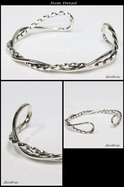 画像2: 【シルバーバングル】ハンドメイド　チェーン　デザイン　編み込み 網目 ツイストワイヤー【シルバーアクセサリー】バリチェーン　シルバーアクセサリー シルバーバングル ブレスレット シルバー925 メンズアクセサリー ネイティブアメリカン　人気 メール便送料無料 (2)