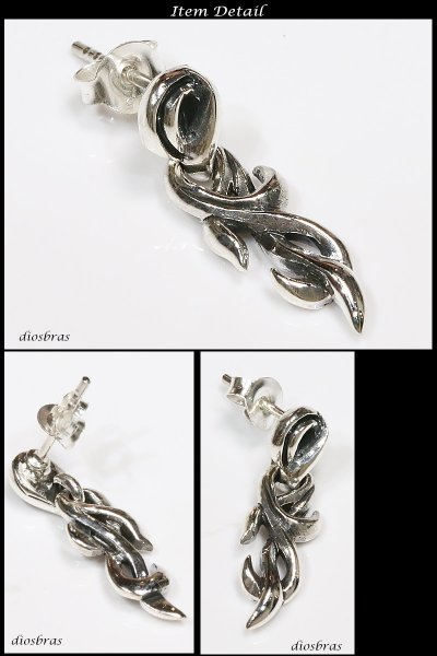 画像2: 【メンズピアス】【シルバーアクセサリー】【シルバーピアス】 アラベスク ドロップピアス ●単品売り(片耳)■シャープでキレイな横顔に!【レディース メンズ|アクセサリー|ピアス|クロス・十字架|フレア・ 】 (2)