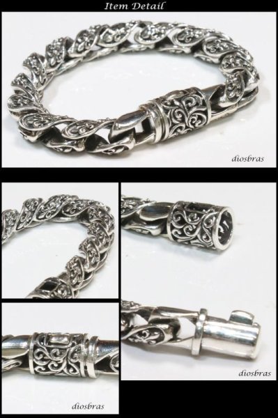 画像3: 【シルバー ブレスレット】【シルバーアクセサリー】百合の紋章 ユリ リリー ジルコニア アラベスク シルバーアクセサリー メンズ シルバーバングル ブレスレット シルバー925 メンズアクセサリー ゴシック プレゼントに人気 (3)