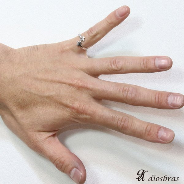 画像4: 【シルバーリング】【クロスリング】【シルバーアクセサリー】ホワイト ジルコニア クロス 十字架 シルバーアクセサリー メンズ シルバーリング 指輪 シルバー925 メンズアクセサリー フリーサイズ【メール便なら全国送料無料】 (4)