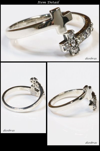 画像3: 【シルバーリング】【クロスリング】【シルバーアクセサリー】ホワイト ジルコニア クロス 十字架 シルバーアクセサリー メンズ シルバーリング 指輪 シルバー925 メンズアクセサリー フリーサイズ【メール便なら全国送料無料】 (3)