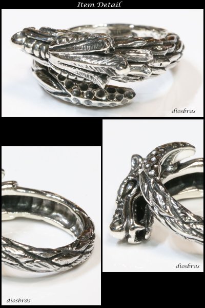 画像3: 【シルバー925】指輪 リング / ドラゴン 龍 竜/シルバー/ゴシック シルバーアクセサリー メンズ シルバーリング シルバー925 メンズアクセサリー 大きいサイズ フリーサイズ【メール便なら全国送料無料】 (3)