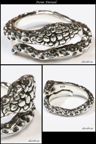 画像3: 【シルバーリング】【スネーク リング】シルバーアクセサリー リング 蛇 ヘビ シルバーアクセサリー メンズ シルバーリング 指輪 シルバー925 メンズアクセサリー 大きいサイズ フリーサイズ【メール便なら全国送料無料】 (3)