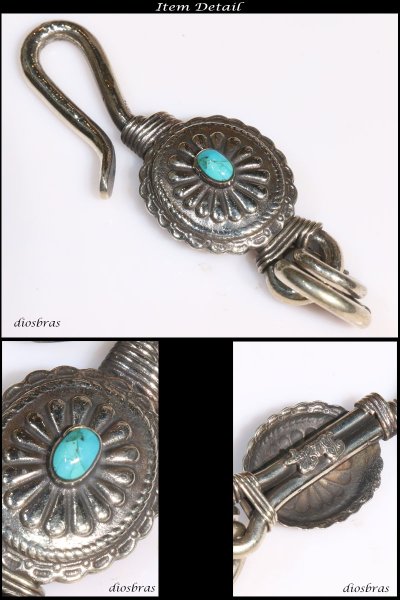 画像2: フェザー ターコイズ インレイ キーホルダー キーフック キーチェーン シルバー silver シルバー 真鍮 BRASS ブラス 釣り針フック ウォレット 財布 バイカー ライダース ウォレットチェーン【diosbras-ディオブラス-】【メール便送料無料】 (2)