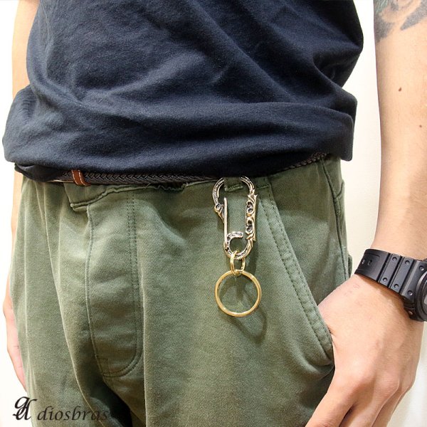 画像4: キーホルダー キーフック　キーチェーン　ゴールドシルバー カラビナ トライバル　唐草　アラベスク 真鍮　ＢＲＡＳＳ　ブラス　釣り針フック ウォレット　財布　バイカー　ライダース　ウォレットチェーン【メール便送料無料】 (4)